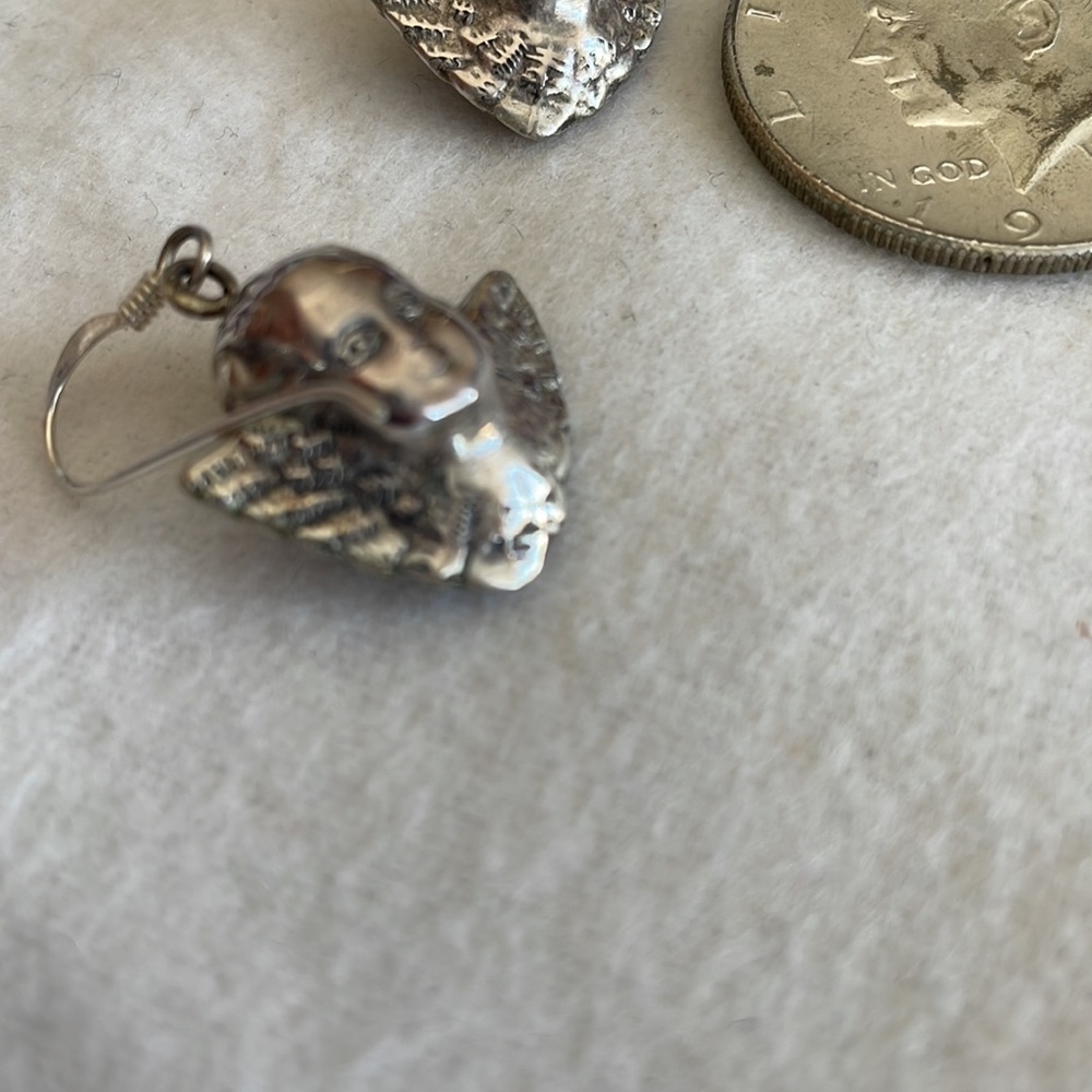 Vintage Sterling Silver Cupid Earrings - Picture 5 of 5